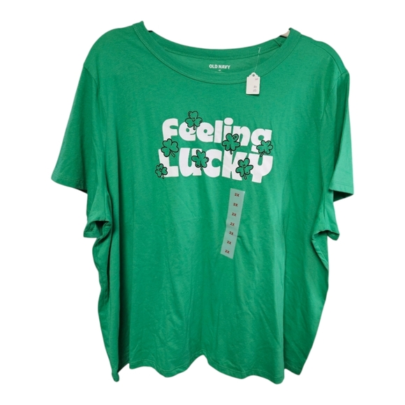 Old Navy Tops - Old Navy Green 'Feeling Lucky' T-Shirt